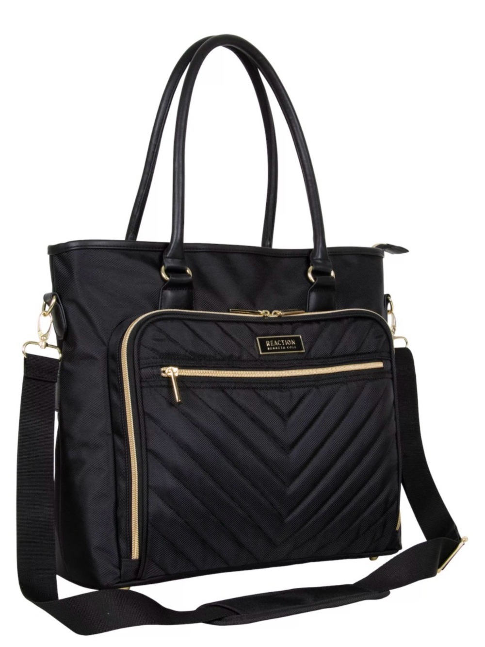 Kenneth Cole Reaction Black Quilted Chevron laptop & Tablet Tote